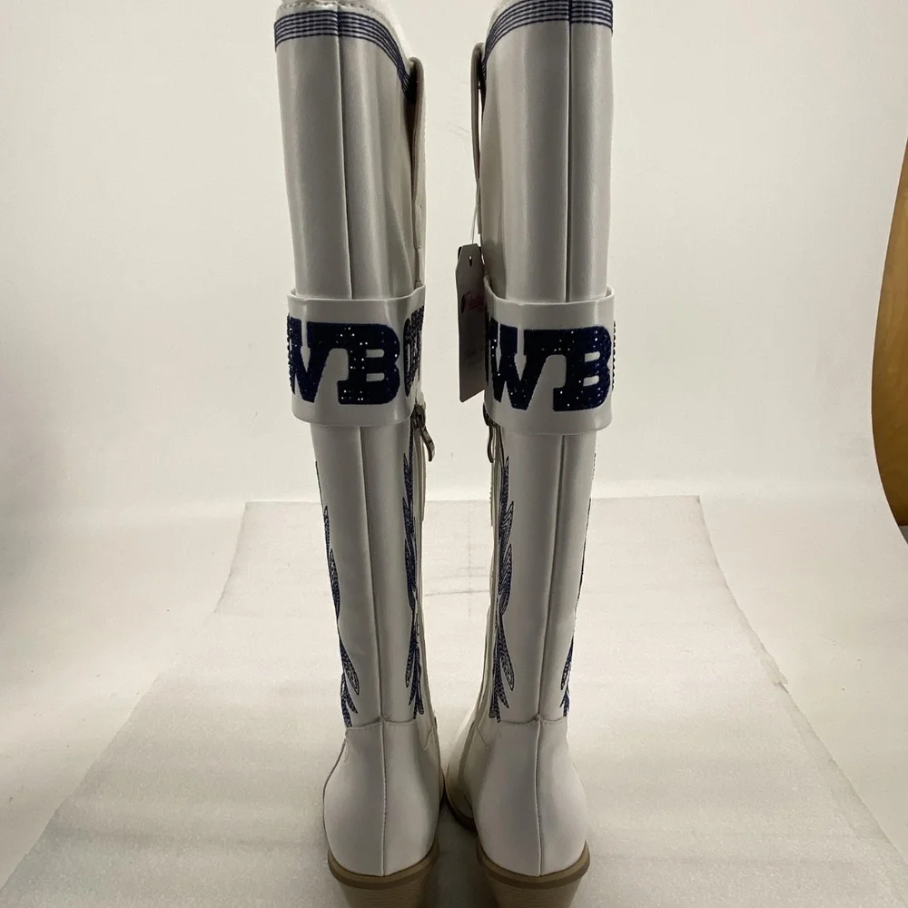 NWT DALLAS COWBOY COWGIRL BOOTS with Blue Embroidery - Picture 4 of 6